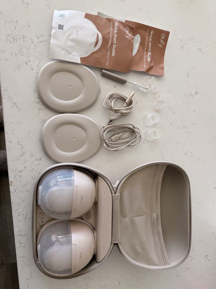 eufy Double Electric Breast Pump Adjustable Settings Charging Case Multiple Siz…