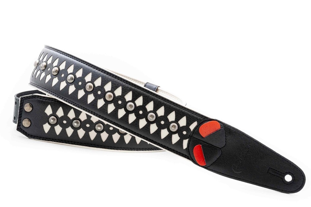 RightOn! Armour Design Guitar Strap; White