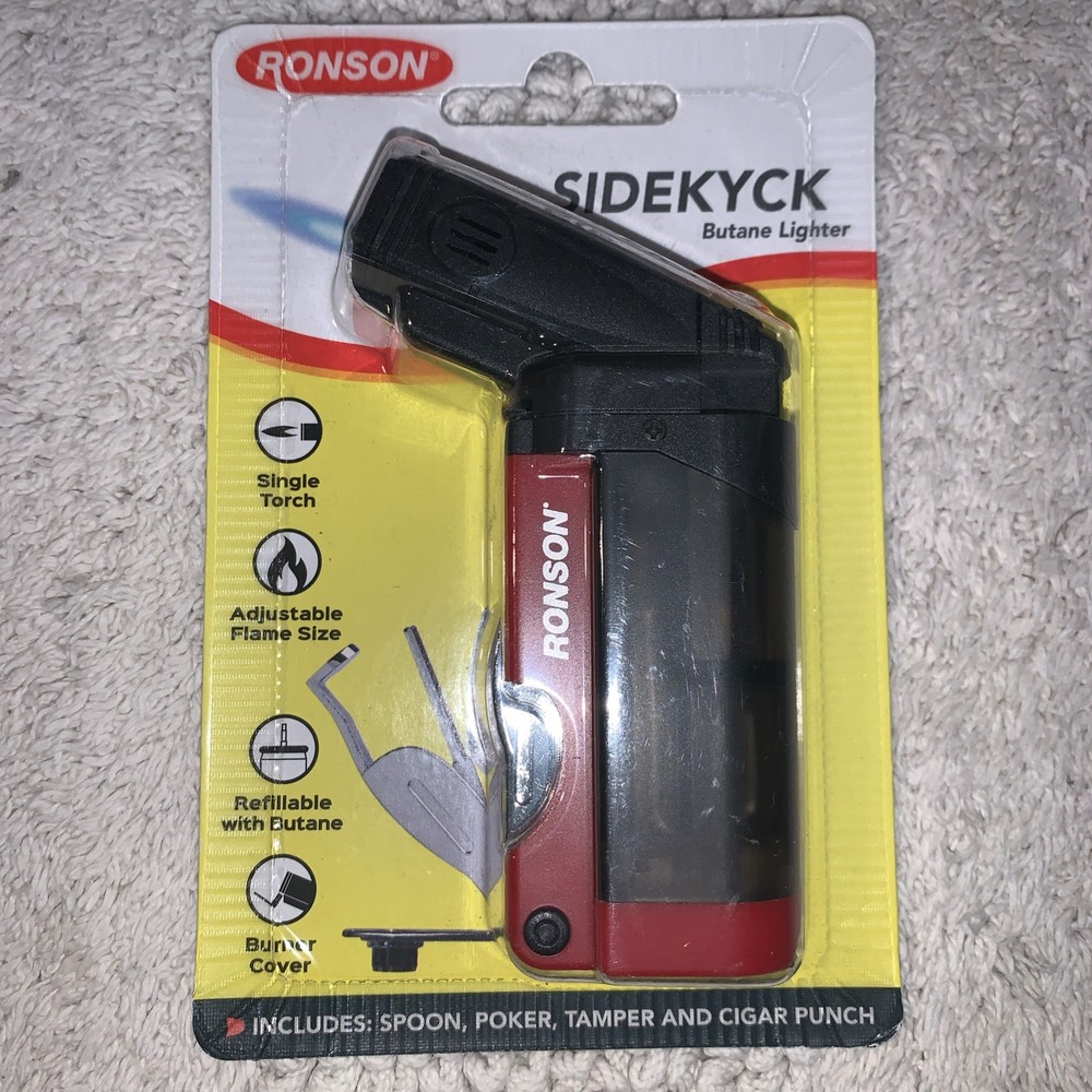 Ronson SideKyck Refillable Butane Lighter Red Model # R1B18