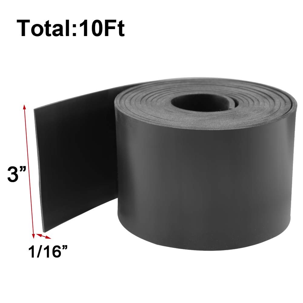 Neoprene Rubber Sheet 3" Wide x 1/16" Thick x 10' Long Solid Rubber Rolls Use...