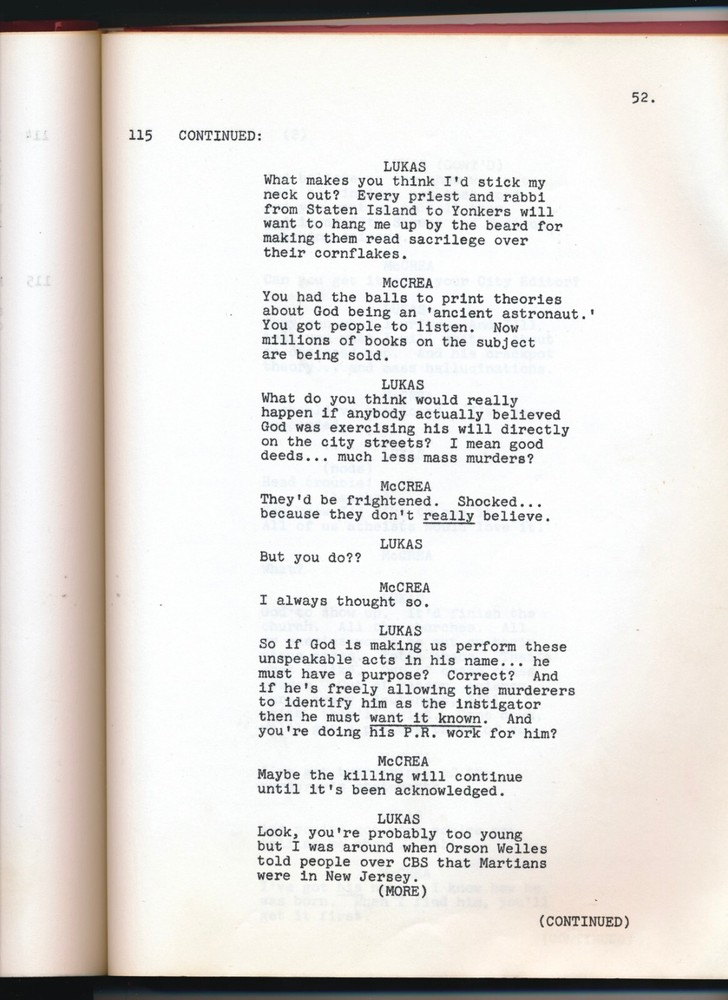 SAM LEVENE Original 1976 Final Script GOD TOLD ME TO Larry Cohen Screenplay