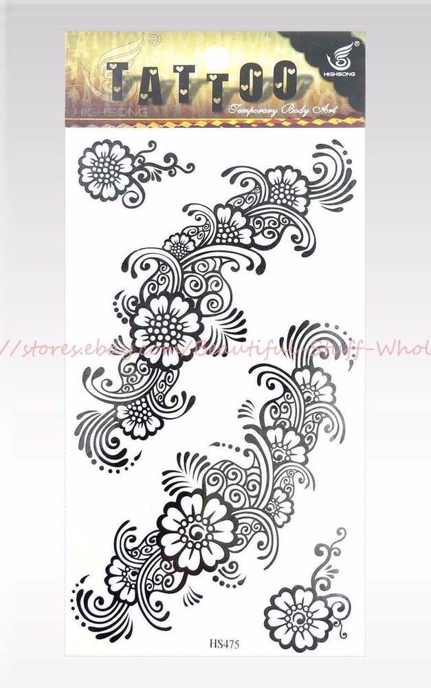 12 sheets rose boho flower black temporary tattoo waterproof tattoos