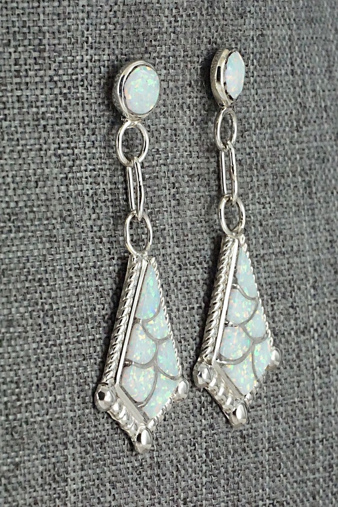 Opalite & Sterling Silver Inlay Earrings - Seoutewa