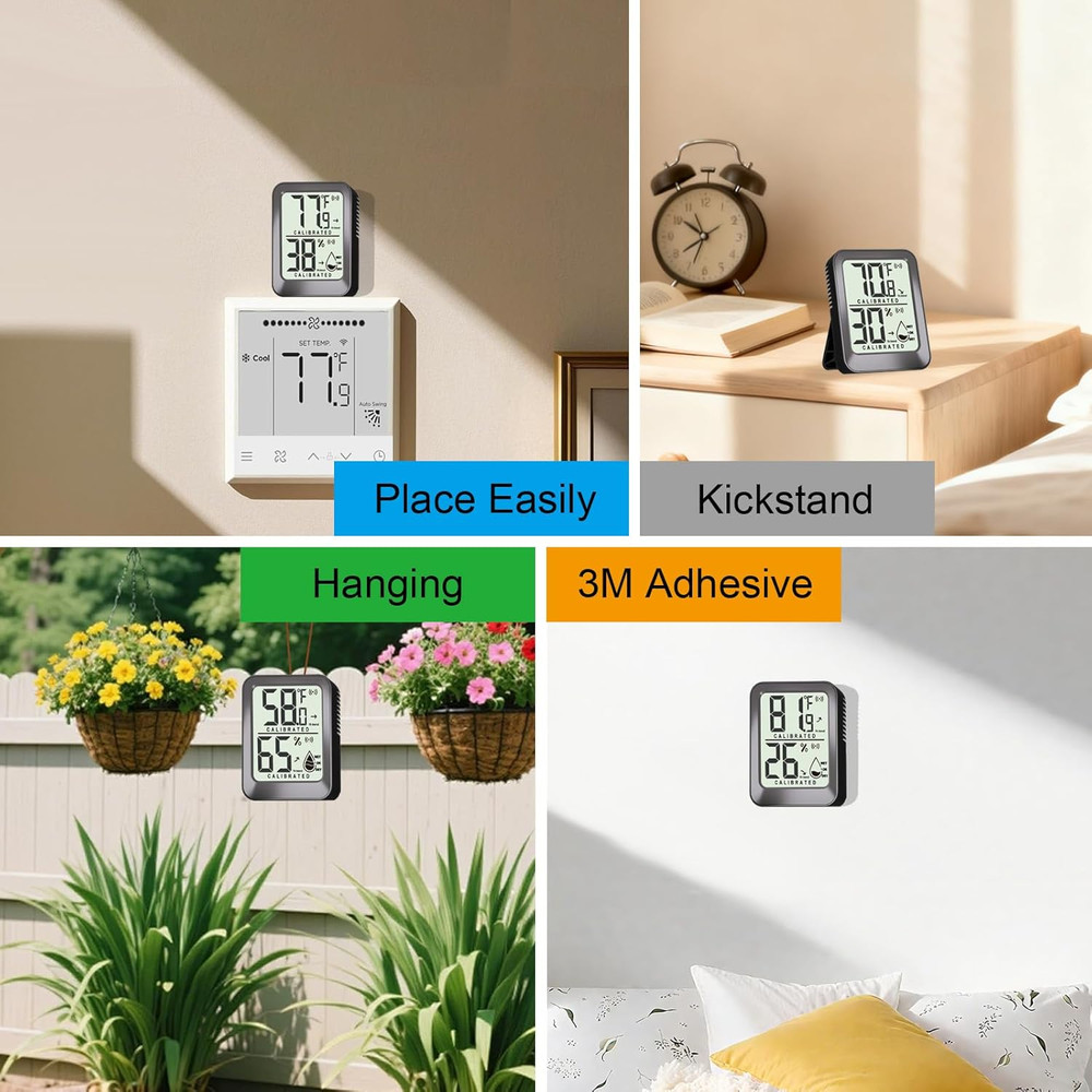3 Pack Room Thermometer Indoor Hygrometer for Home, Digital Sensor Mini Humidity