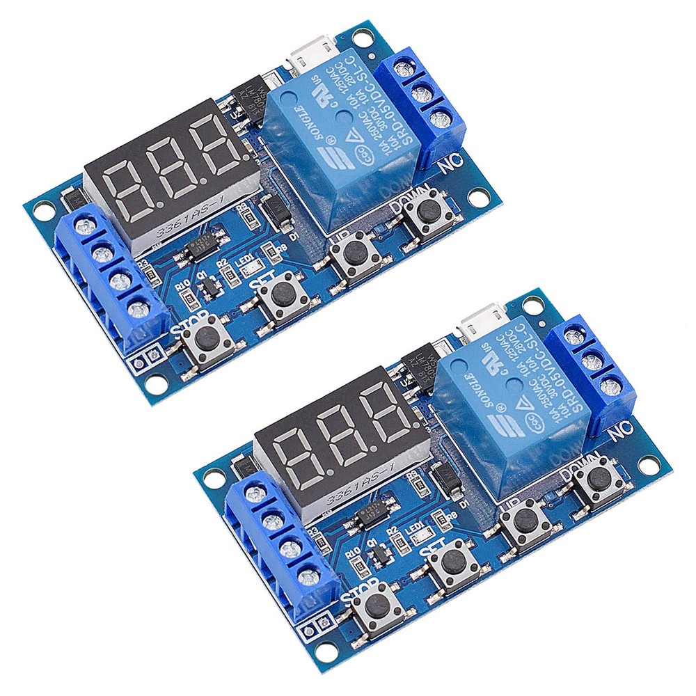 [2 Pack] DC 6-30V Timer Relay Programmable Delay Module Cycle Blue
