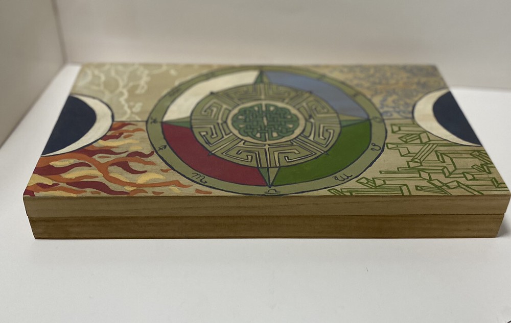 Handpainted wooden box - Elements and Astrology
