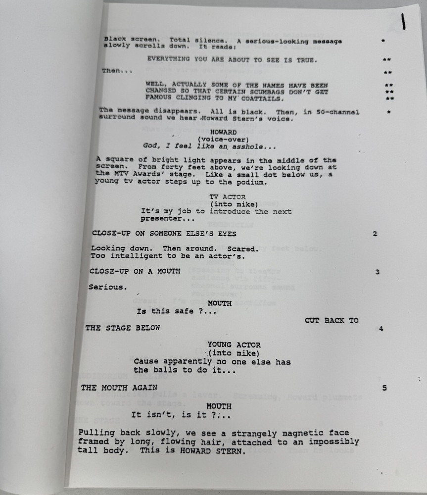 HOWARD STERN’S PRIVATE PARTS SCREENPLAY SCRIPT VERY RARE!