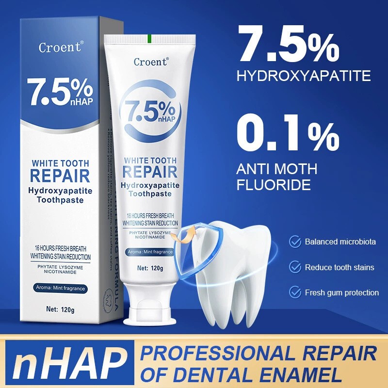 7.5% Hydroxyapatite Toothpaste Remove Yellow Tooth Stains For Sensitive Teeth