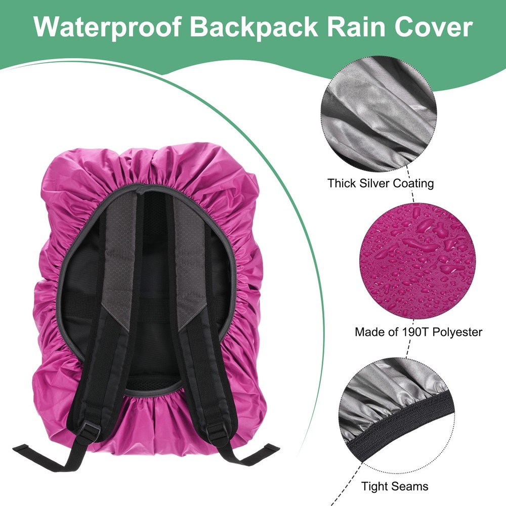 65L-75L Backpack Rain Cover with A Vertical Reflective Strap [Rose Red]