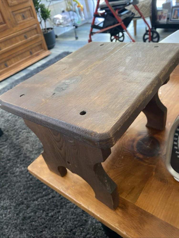 Vtg Solid Wood Footstool 8 1/2” X 11”
