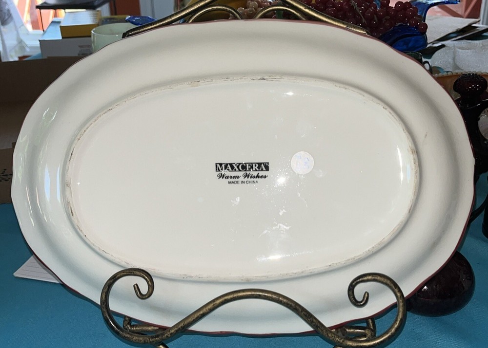 Maxcera Warm Wishes Cardinal Ceramic Serving Platter/Dish/Plate