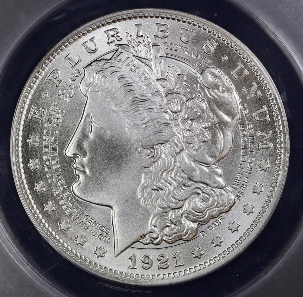 1921 D Token Dan Carr Signed Moonlight Mint Morgan $ 100th O/S Dollar ANACS MS70