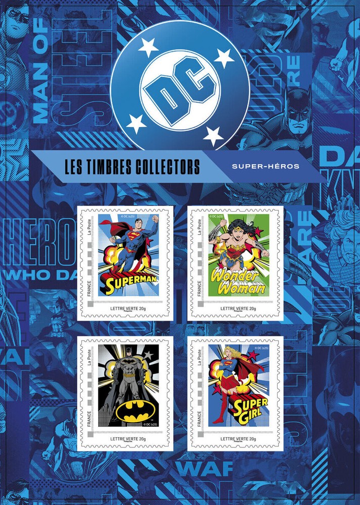 France - DC Comics - collector 4 stamps
