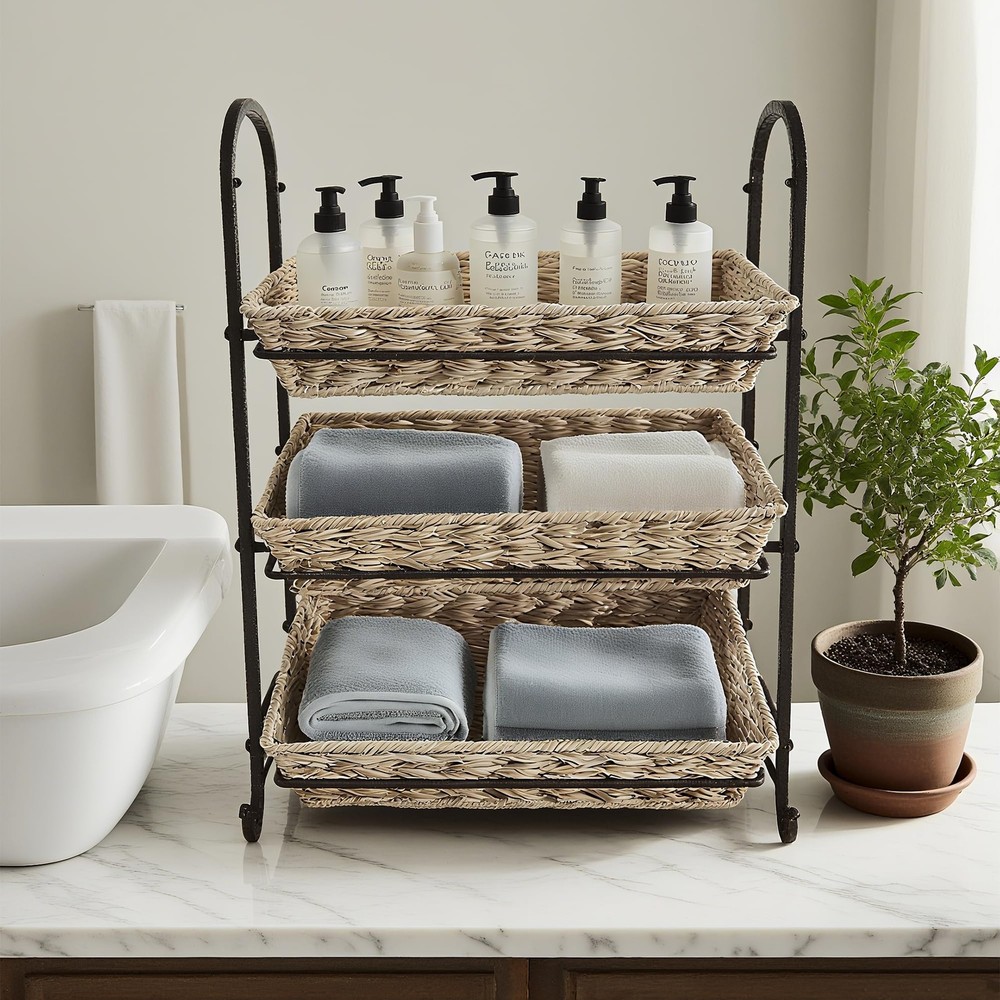 Stackable Candy Display Rack with Rattan |Stackable Candy Organizer|Multi-Fun...