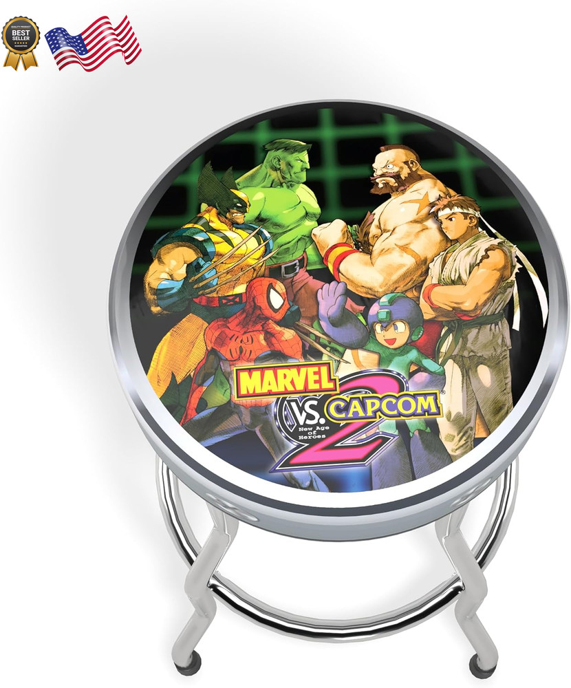 Arcade1Up Marvel VS Capcom 2 Officially Licensed Adjustable Stool with Chrome P