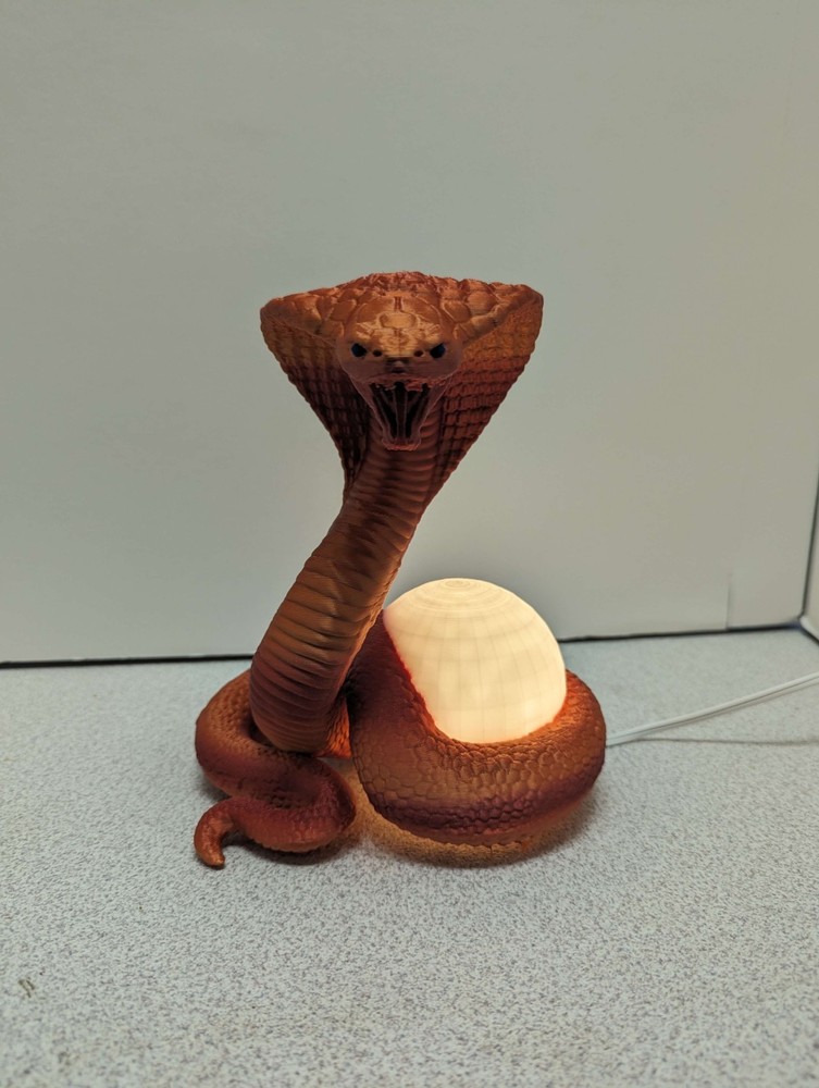 Coiled Snake Lamp, Night Light, with Illuminated Orb