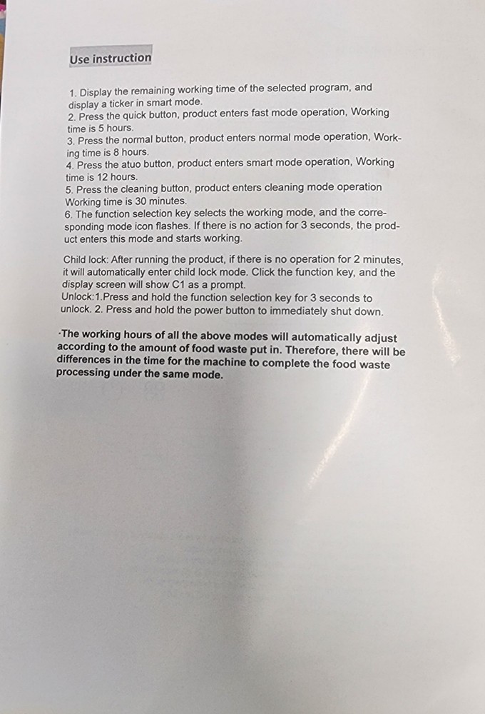 Electric Kitchen Composter 420W - Used Once