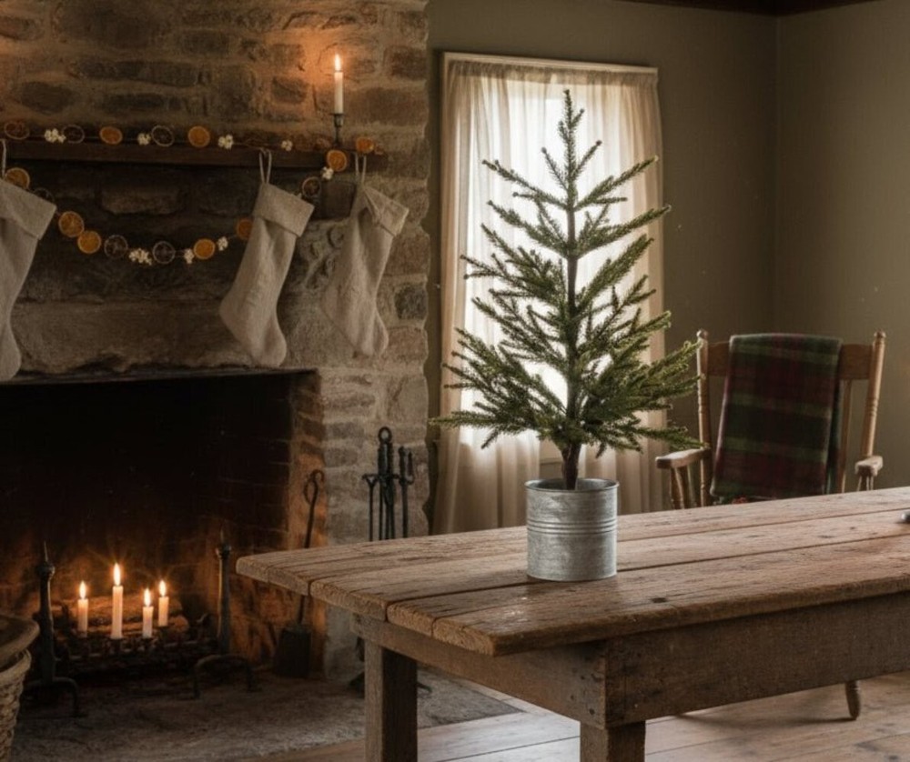 Christmas Ragon House 24" Single Needle Pine Tree in Pail