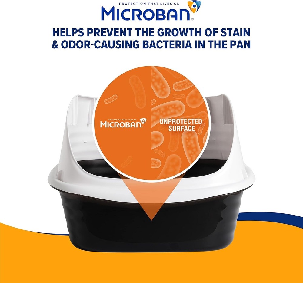 Eco-Friendly High-Sided Cat Litter Box with Microban Protection - Standard Size