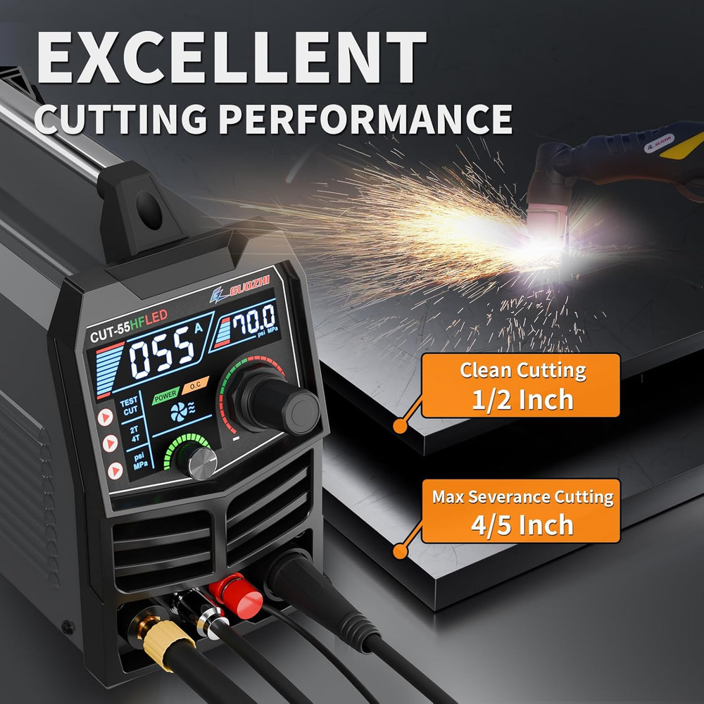 Plasma Cutter 55Amp High Frequency Non-Touch Arc Digital Screen Display DC Inver