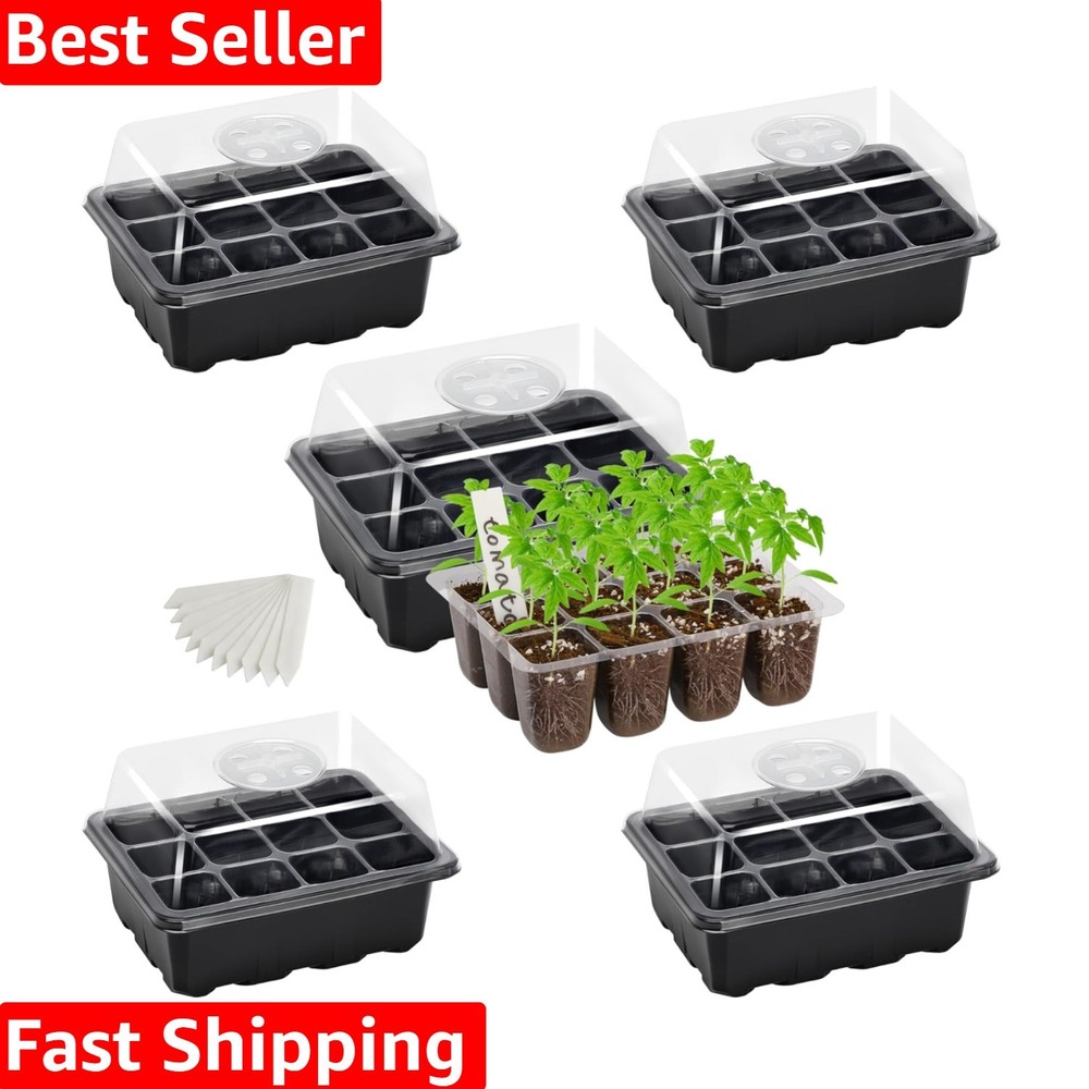 5-Pack Seed Starter Tray Seedling Kits,Plant Starter Kit with Adjustable Humi...