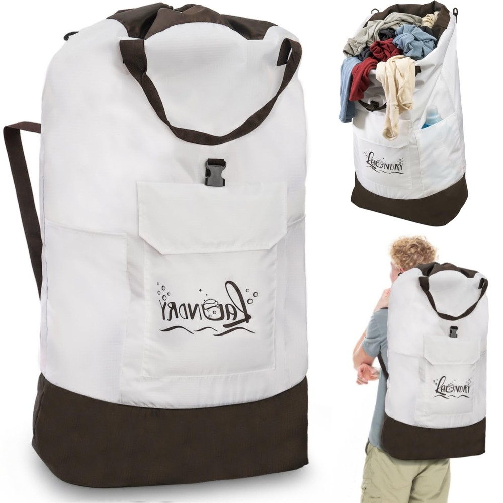 XL Laundry Backpack Bag Heavy Duty 3-4 Loads Grey