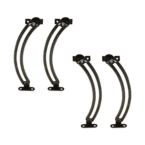 2 Pairs Bronze Lid Support Hinges, Cabinet Support Hinges Adjustable Curved