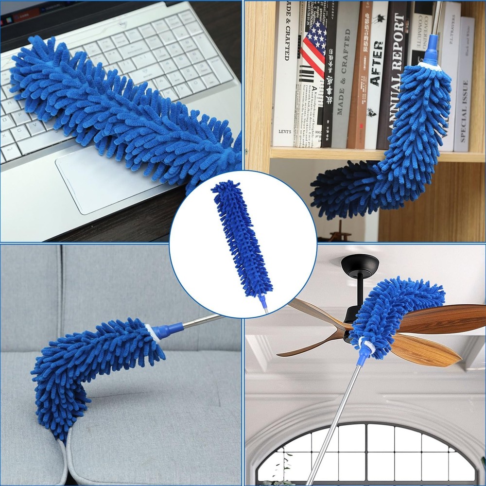 10 PCS Microfiber Cobweb Duster with Extension Pole (100 Inch Telescoping), W...