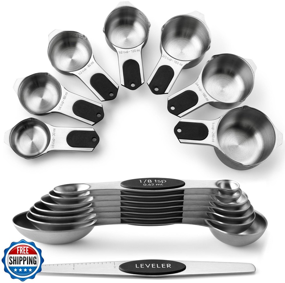 Spring Chef Magnetic Measuring Cups and Spoons Set, Patented, Str