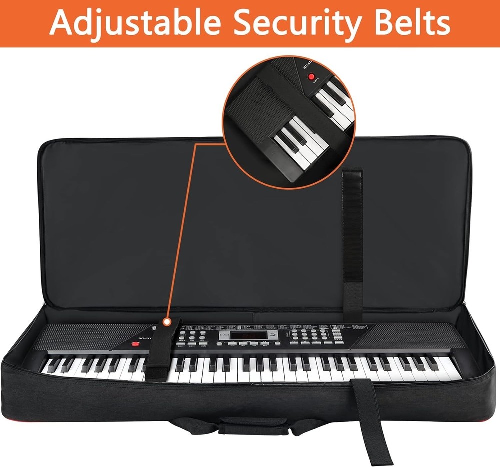 Portable 61 Key Keyboard Case with Padded Protection and Ample Storage Spaces