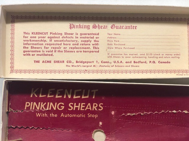 Vintage Kleencut Pinking Shears Fabric Scissors with Automatic Stop Original Box