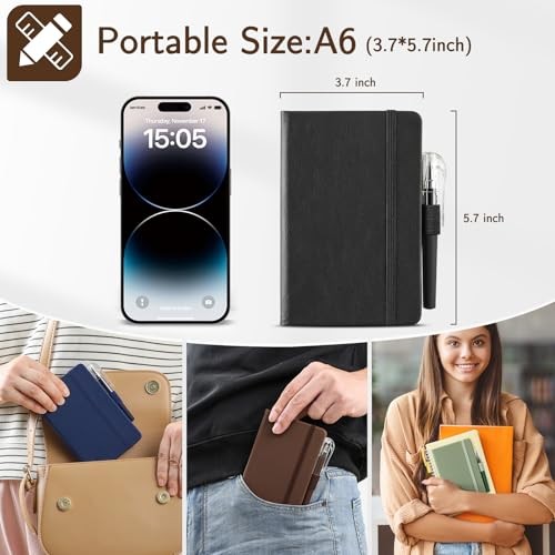 4 Pack Small Notebook Pocket Notebook, A6 Mini Green, Blue, Black, Grown