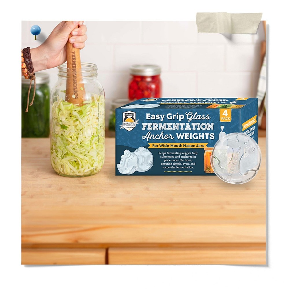 4 Pack Glass Fermentation Weights With Easy Grip Handles
