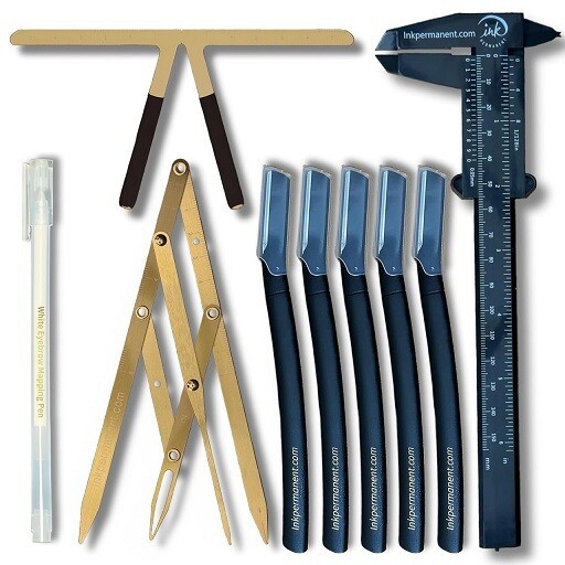 Eyebrow Mapping Kit for Microblading Eyebrow Shaping Tool 9 Piece Set 5 Razors