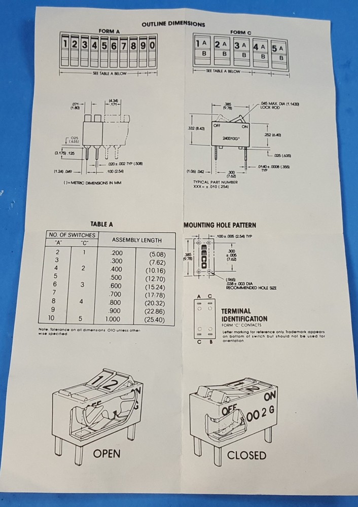 TWO PCS- EECO DIP WITH 2 POSITION, 240002GB