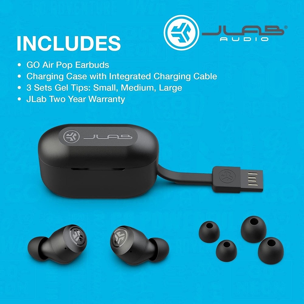 JLab Go Air POP True Wireless Bluetooth Earbuds, iOS, Android, Headphones