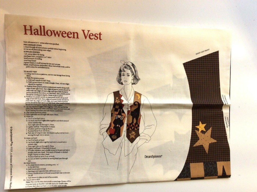 "Halloween Vest" Cut 'N Sew Fabric Panel