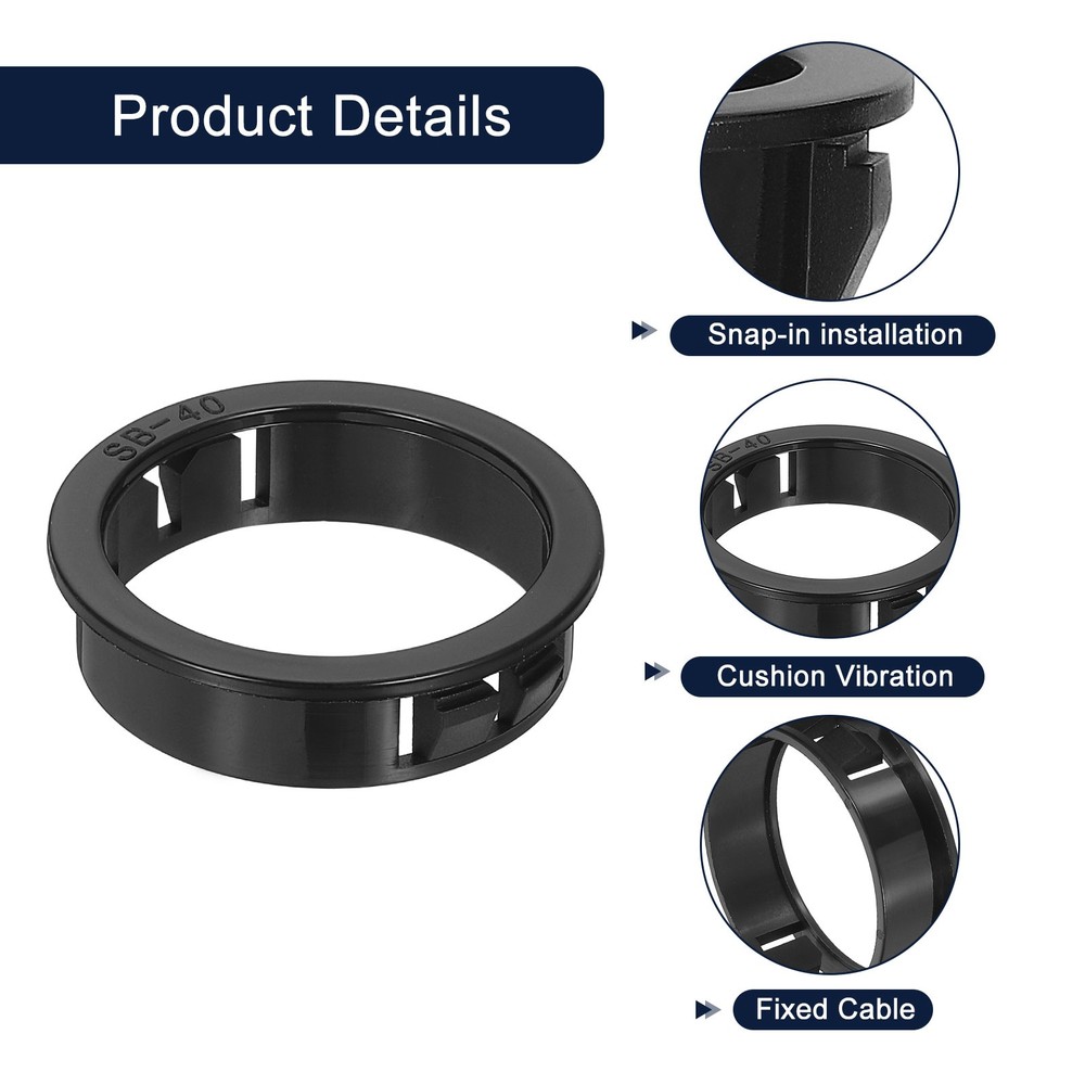 20Pcs 39.8mm Cable Snap Bushing Grommet Protector, Round Bushing Grommet, Black