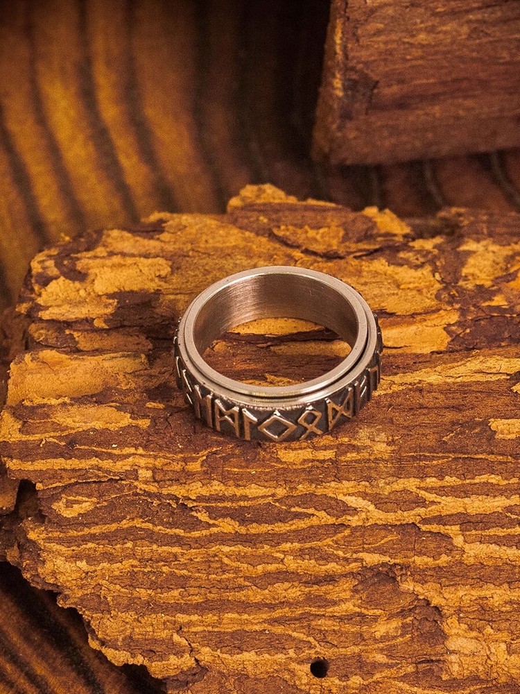 hangsworld Viking ancient text rotatable retro Make old plus size letter ring