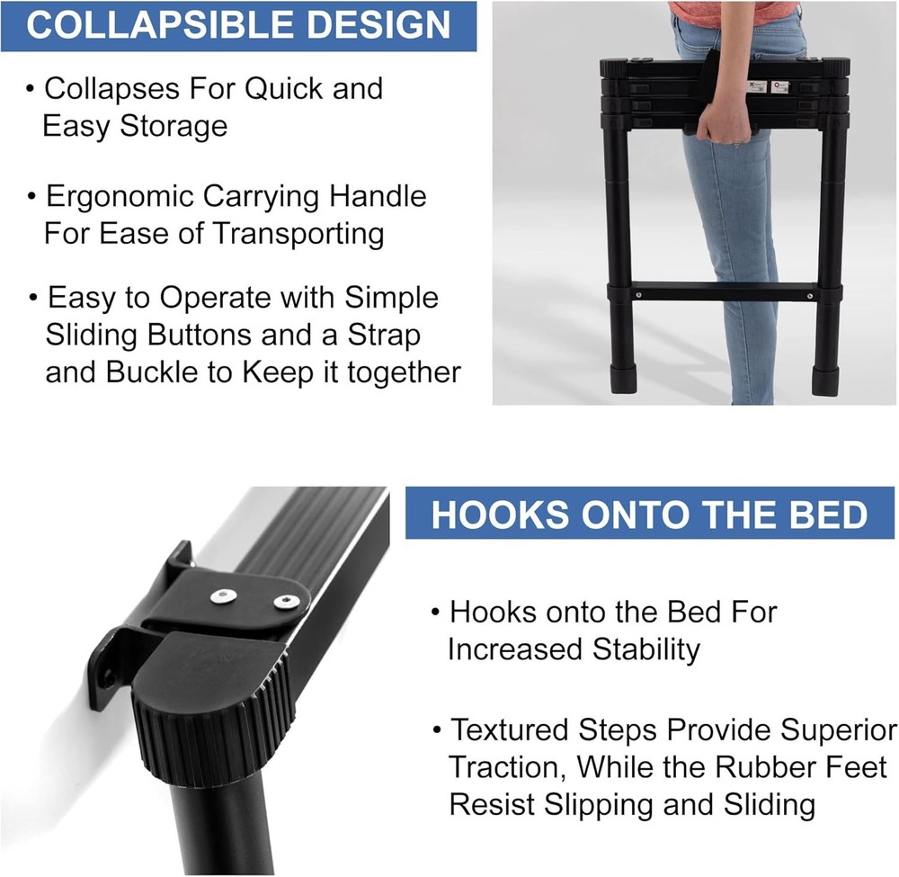 RecPro RV Telescoping Bunk Bed Ladder | Includes Mounting Brackets 60, Black
