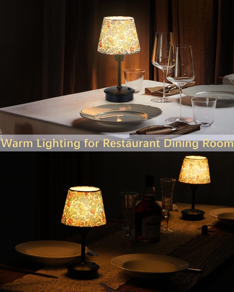 2 Pack Small Cordless Table Lamps for Restaurant Dinner 10.03" H, 2