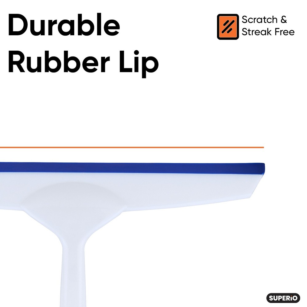 Superio 10" Window Rubber Squeegee with Hanging Loop, 2 pack Blue