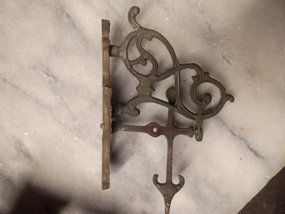 Victorian Cast Brass Swivel Coat Hook Bracket Rococo Revival Hall Tree Hardware