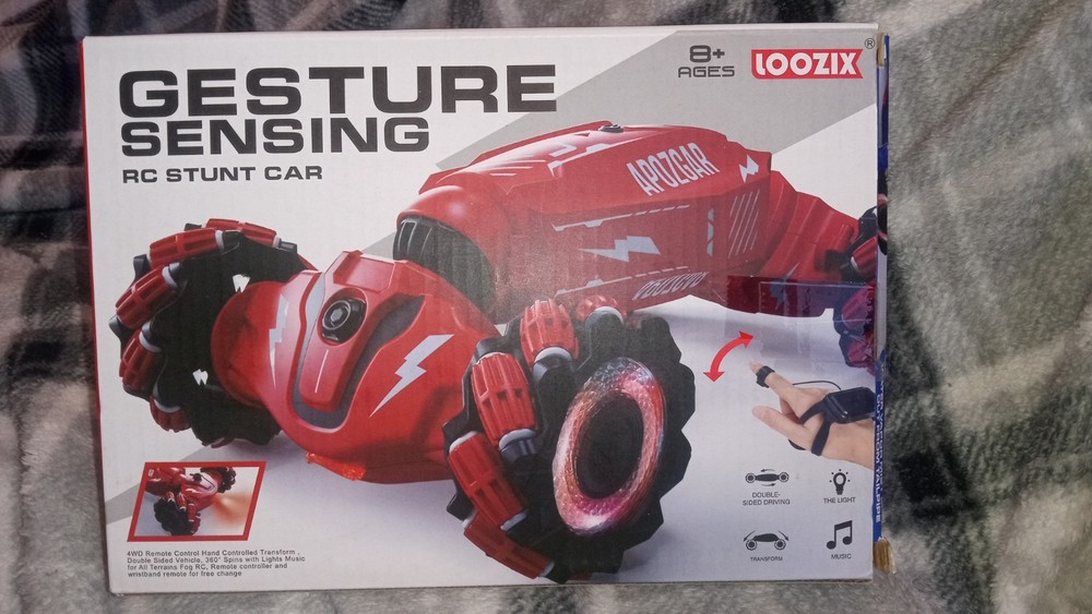 LOOZIX Gesture Sensing RC Stunt Car, Lights, Music, Hand Gesture Remote Control