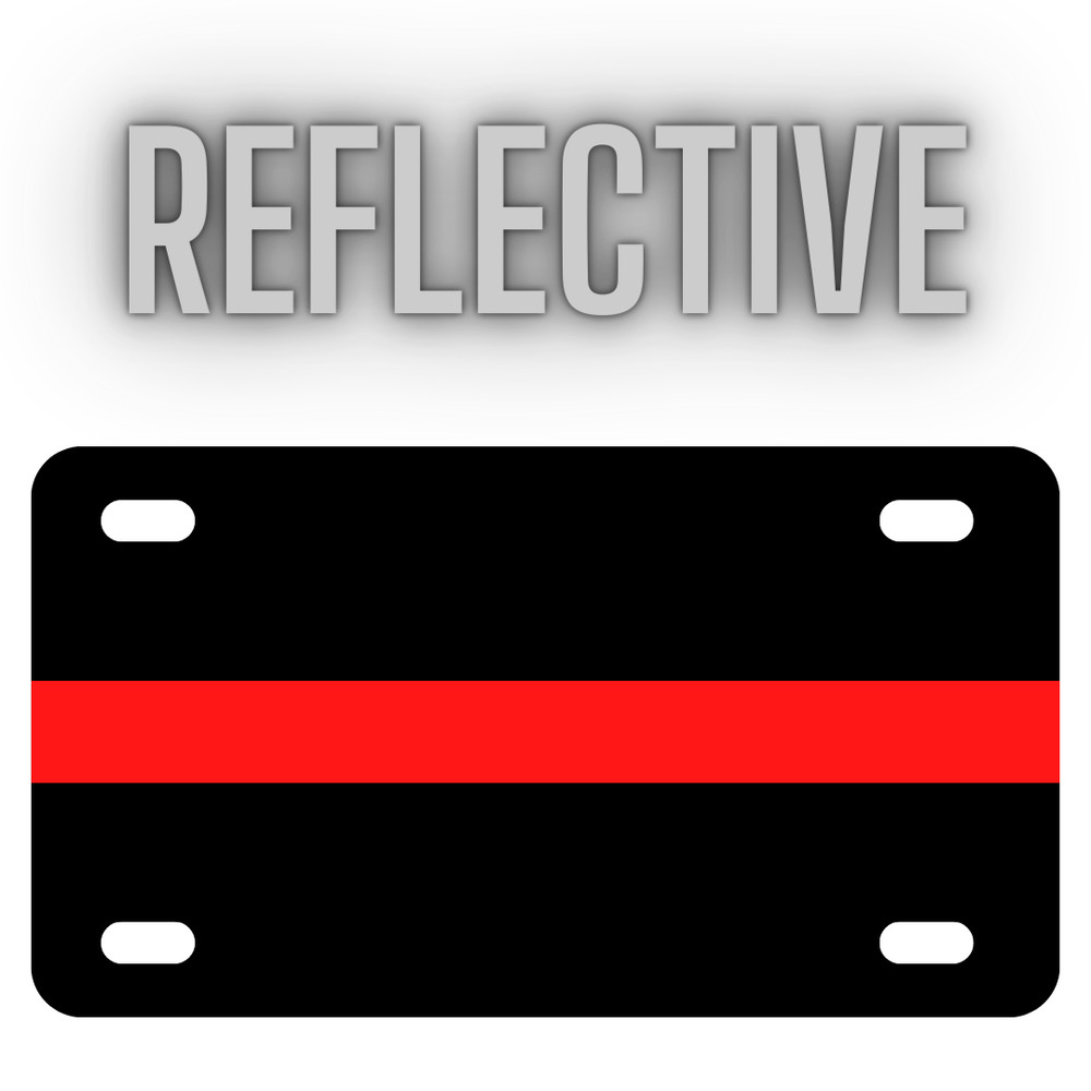 Reflective Thin Red Line Motocycle License Plate Tag Support Firefighters