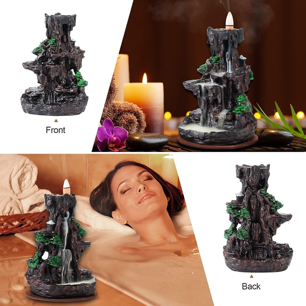 SPACEKEEPER Incense Burner, Backflow Incense Holder 2 Sides Waterfall Incense...