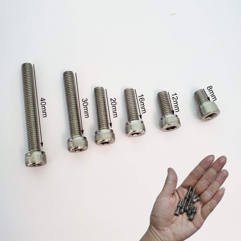 M5 Hex Socket Head Cap Bolts Nuts Screws Assortment Kit, Silver