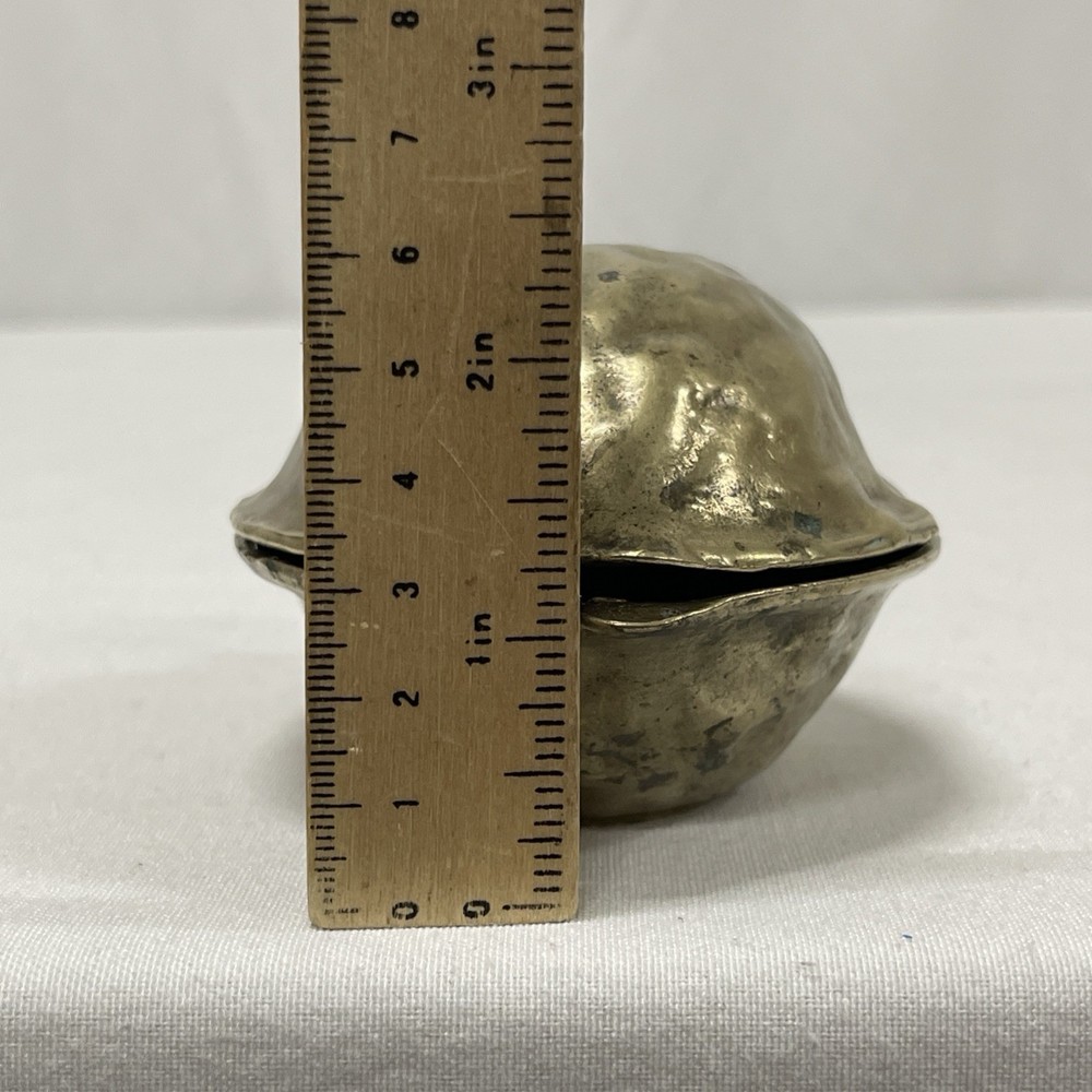 Vintage Solid Heavy Brass Walnut Nutcracker