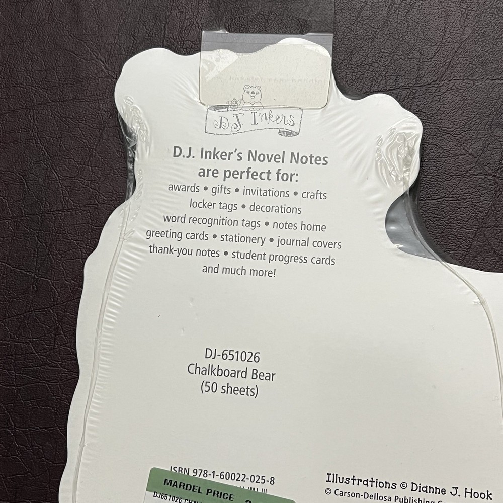 NWT Dianne J. Hook Chalkboard Bear Notepad Paper 60 Sheets