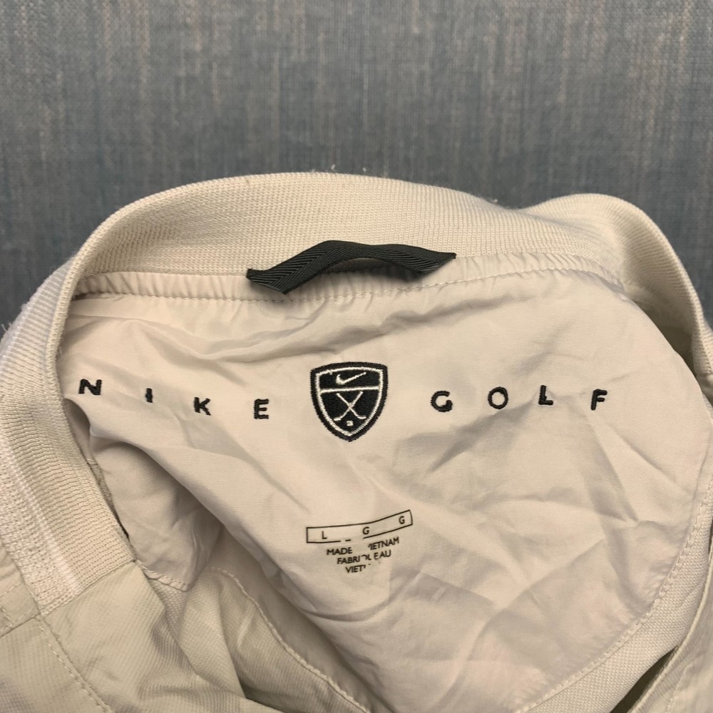 Nike Golf Men's Windbreaker Size L Beige Pullover Lightweight Shield V-Neck